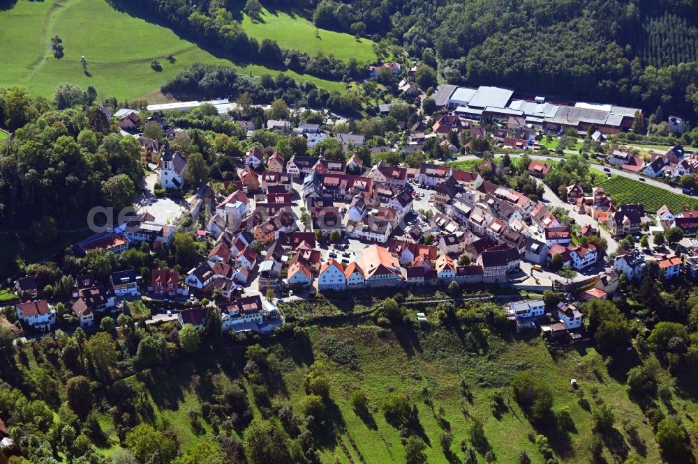 Löwenstein from the bird's eye view: Town View of the streets and houses of the residential areas in Loewenstein in the state Baden-Wuerttemberg, Germany