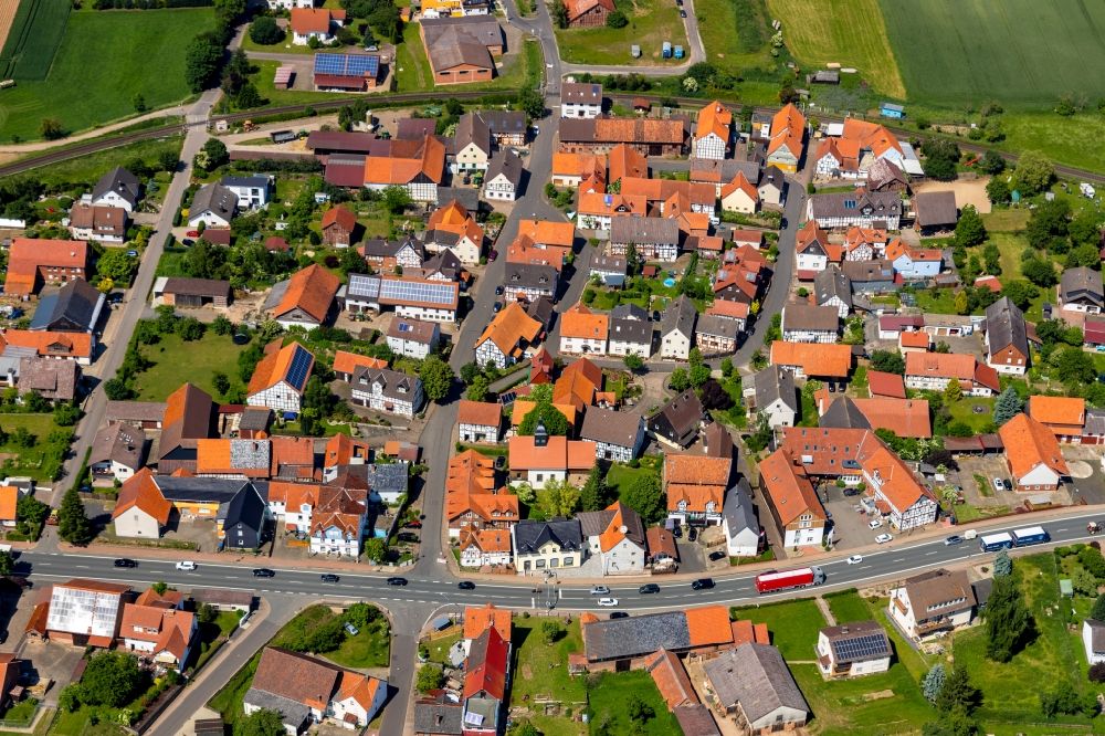 Aerial image Mandern - Town View of the streets and houses of the residential areas in Mandern in the state Hesse, Germany