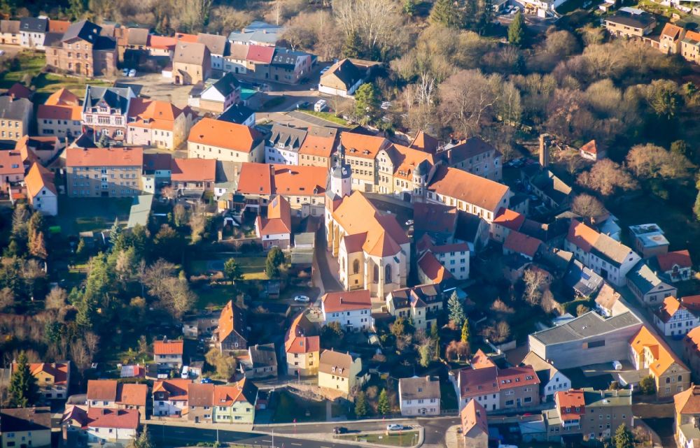 Aerial image Mansfeld - Town View of the streets and houses of the residential areas in Mansfeld in the state Saxony-Anhalt, Germany