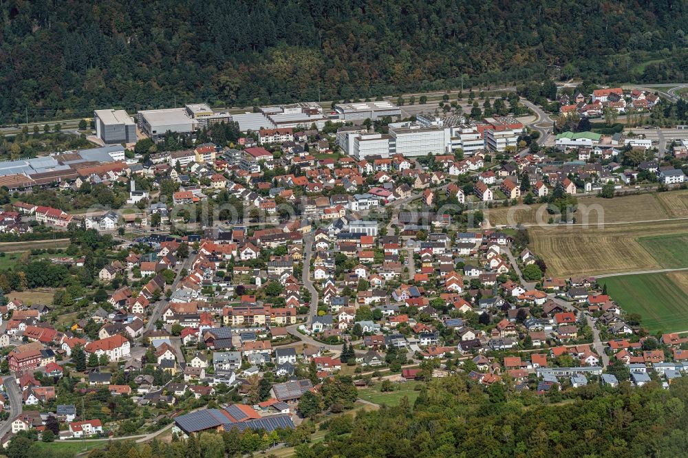 Aerial image Maulburg - Town View of the streets and houses of the residential areas in Maulburg in the state Baden-Wurttemberg, Germany