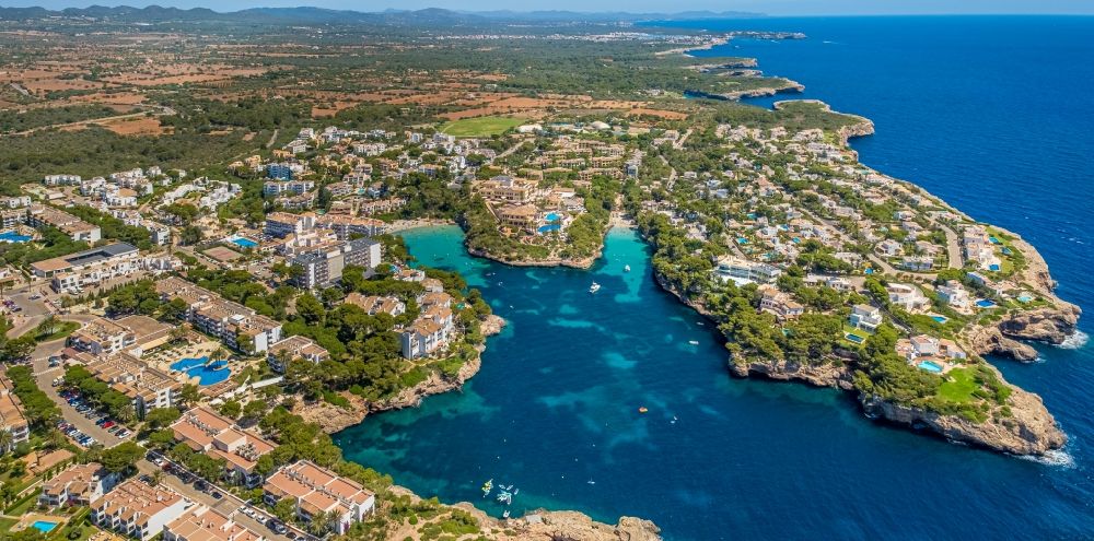 Aerial image Santanyi - Townscape on the seacoast of Cala d'Or in SantanyA? in Mallorca in Islas Baleares, Spain