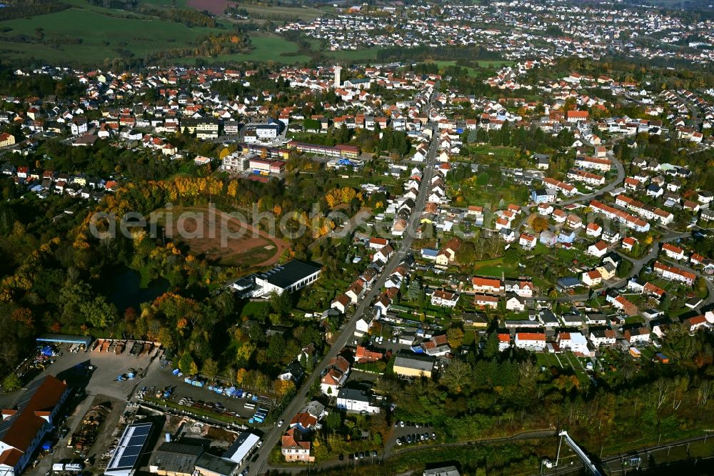 Aerial image Merchweiler - Town View of the streets and houses of the residential areas in Merchweiler in the state Saarland, Germany