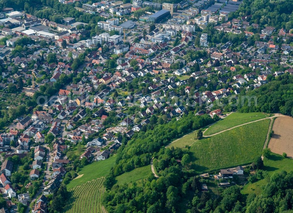 Aerial photograph Merzhausen - Town View of the streets and houses of the residential areas in Merzhausen in the state Baden-Wuerttemberg, Germany