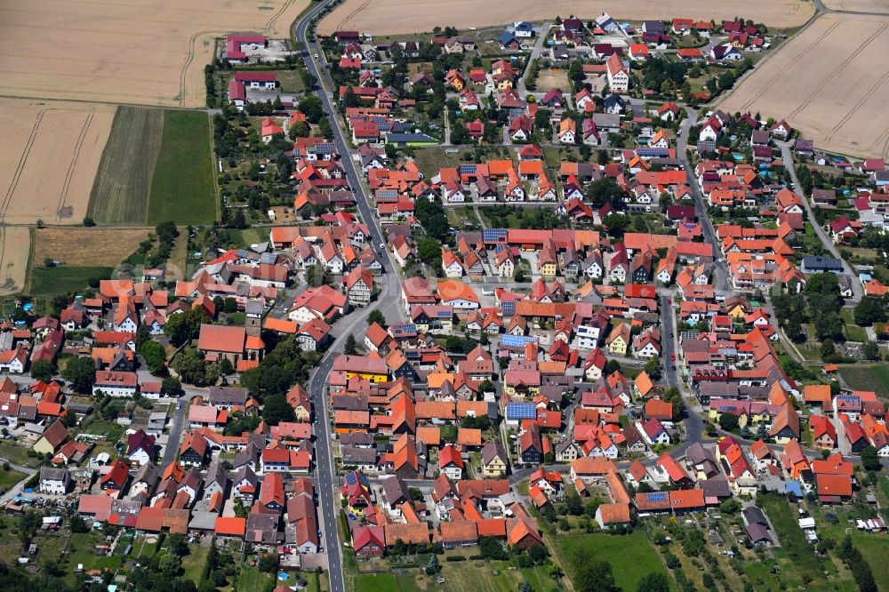 Aerial image Milz - Town View of the streets and houses of the residential areas in Milz in the state Thuringia, Germany