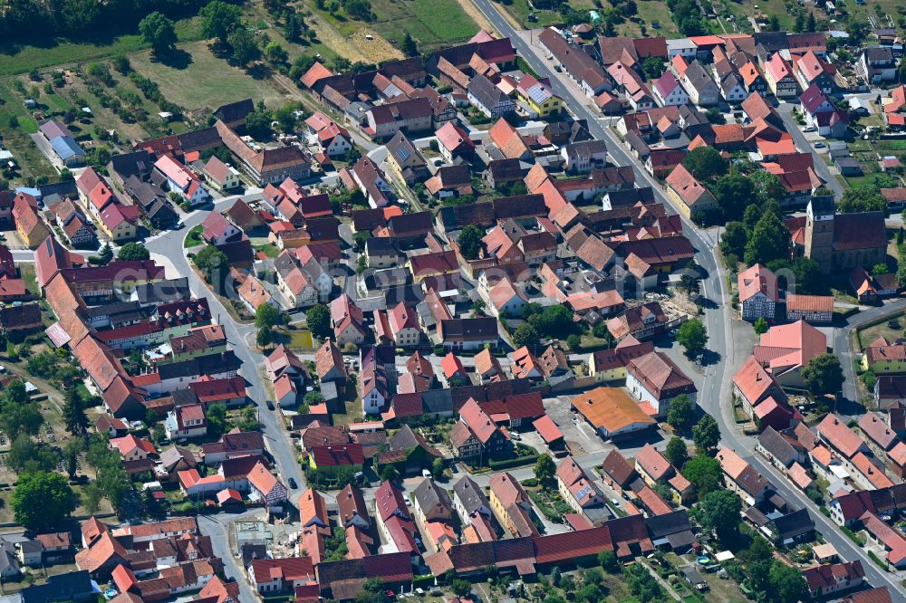 Aerial photograph Milz - Town View of the streets and houses of the residential areas in Milz in the state Thuringia, Germany