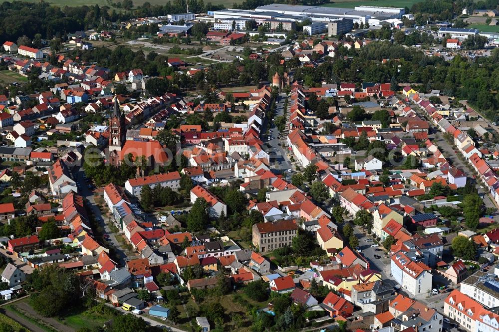 Mittenwalde from above - Town View of the streets and houses of the residential areas in Mittenwalde in the state Brandenburg, Germany