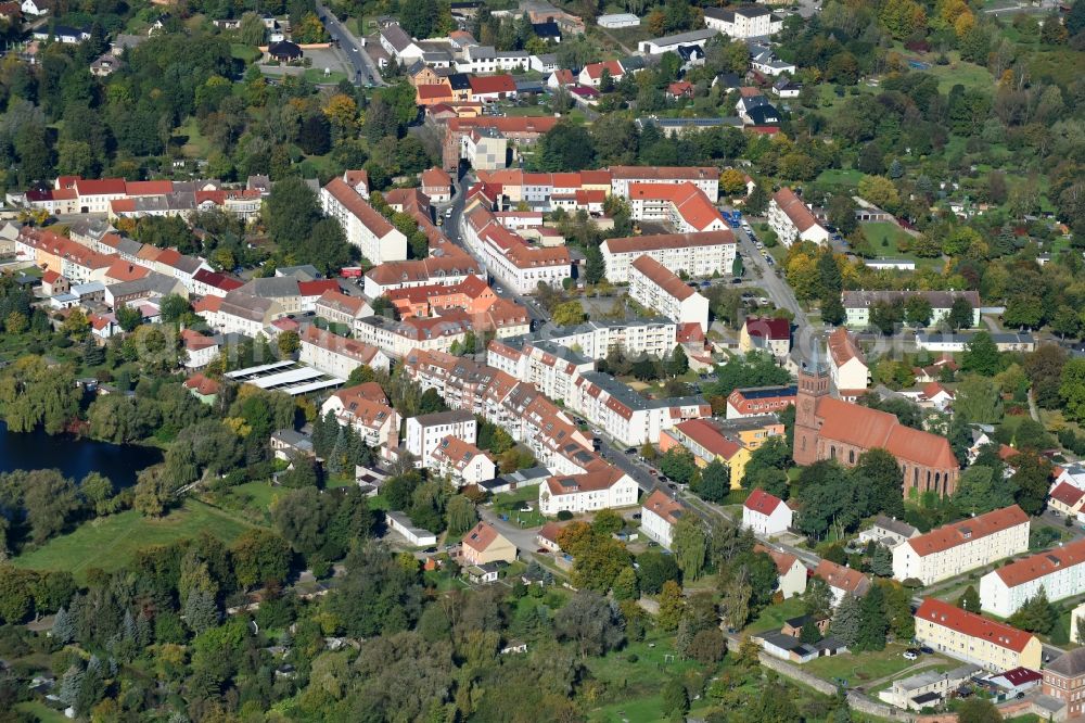 Aerial photograph Müncheberg - Town View of the streets and houses of the residential areas in Muencheberg in the state Brandenburg, Germany