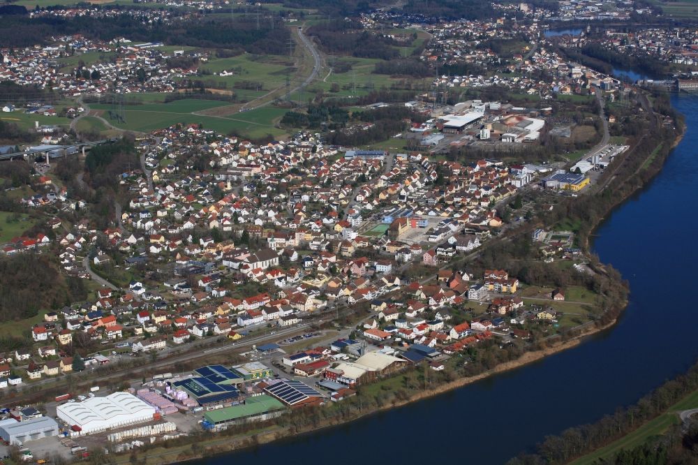 Aerial photograph Murg - Town View of the streets and houses and industrial area in Murg in the state Baden-Wuerttemberg, Germany