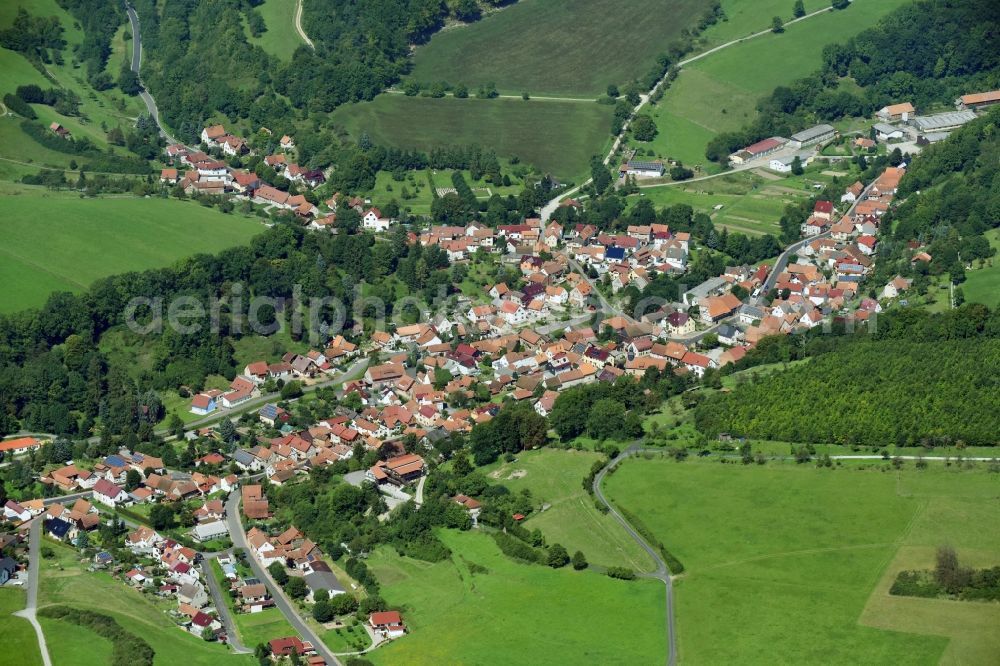 Nazza from the bird's eye view: Town View of the streets and houses of the residential areas in Nazza in the state Thuringia, Germany