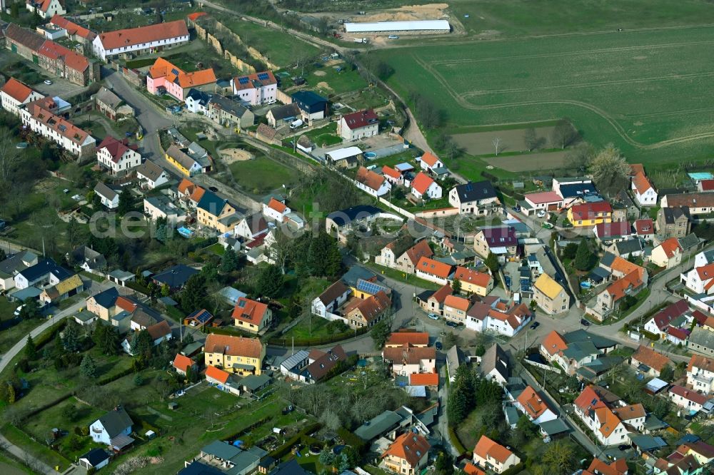 Nehlitz from the bird's eye view: Town View of the streets and houses of the residential areas in Nehlitz in the state Saxony-Anhalt, Germany