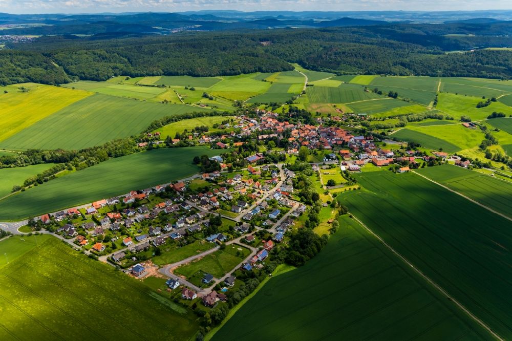 Aerial photograph Netze - Town View of the streets and houses in Netze in the state Hesse, Germany