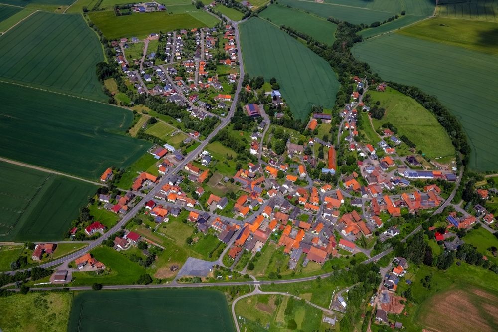 Aerial image Waldeck - Town View of the streets and houses in Netze in the state Hesse, Germany