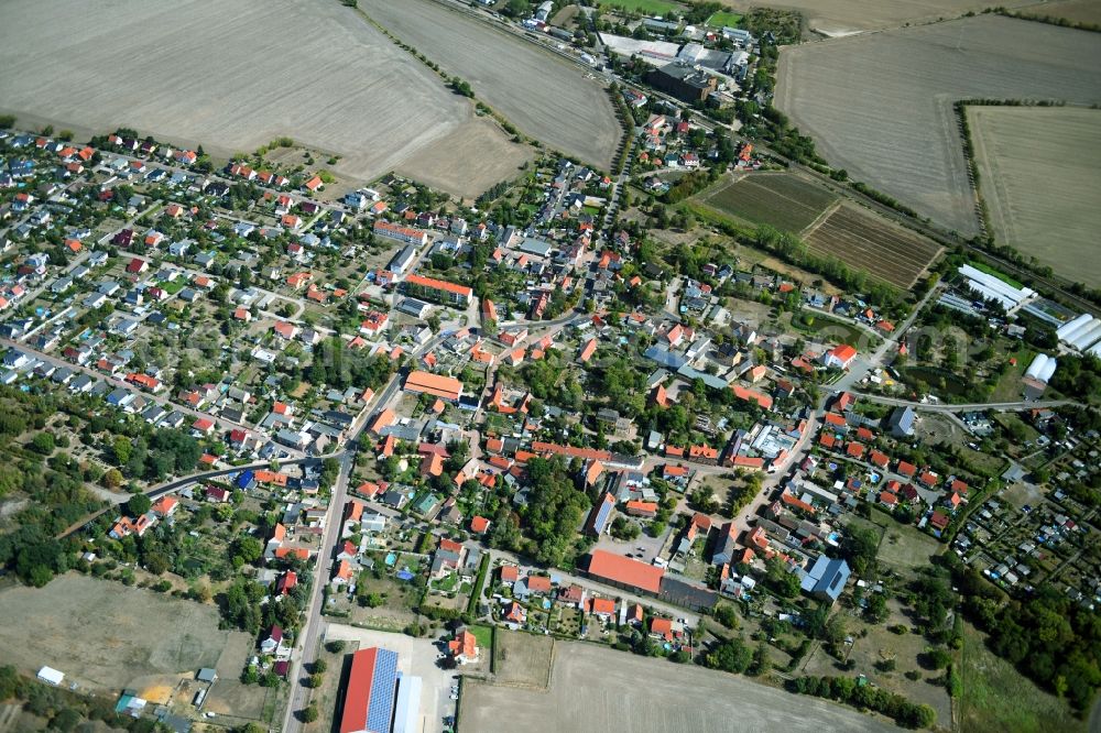 Aerial image Niemberg - Town View of the streets and houses of the residential areas in Niemberg in the state Saxony-Anhalt, Germany