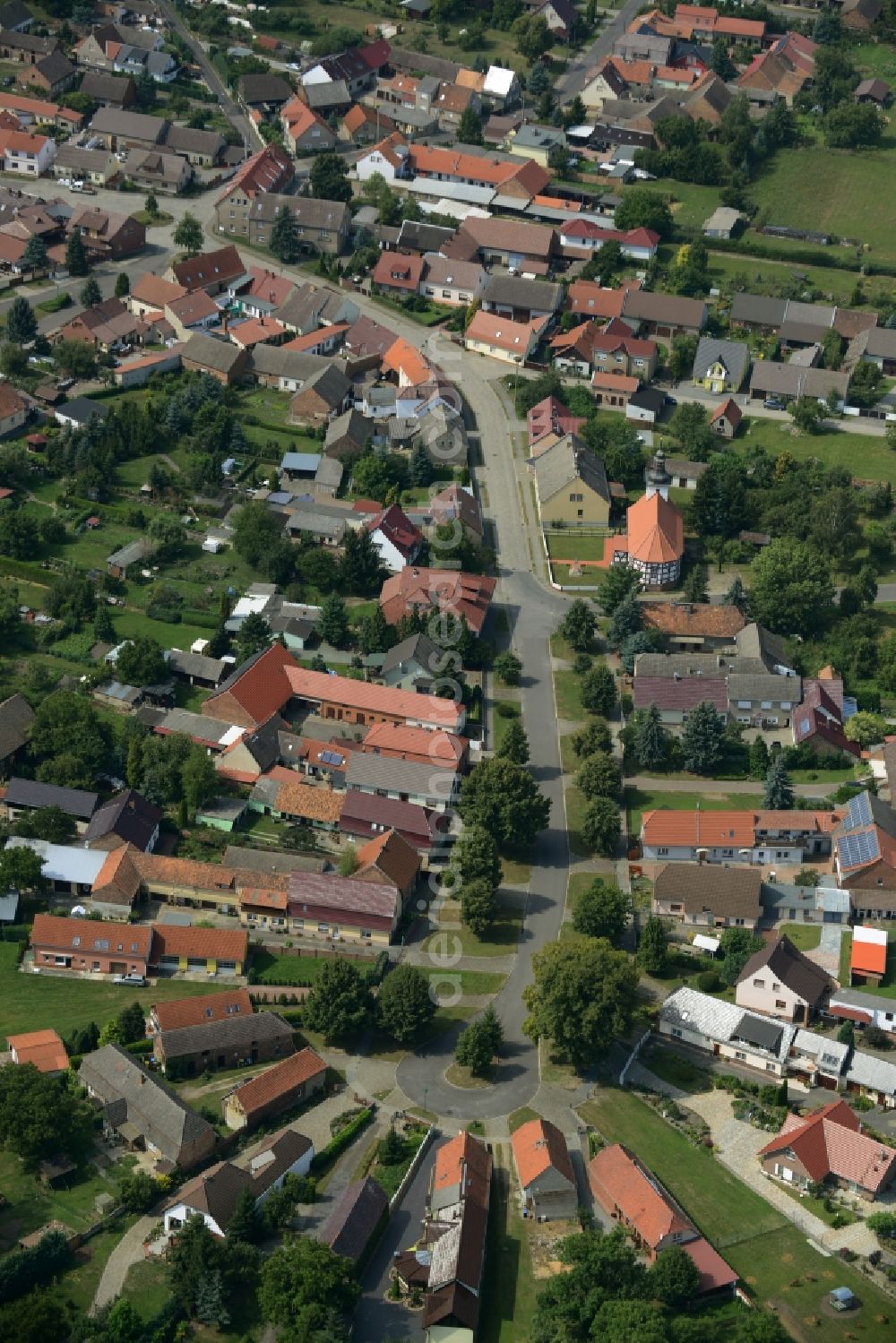 Aerial image Bersteland - View of Niewitz in the state of Brandenburg. The star shaped order of houses around Dorfstrasse shapes the image of the village