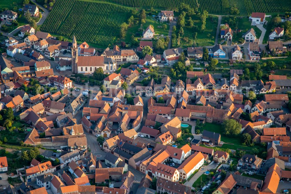Nordheim from the bird's eye view: Town View of the streets and houses of the residential areas in Nordheim in Grand Est, France