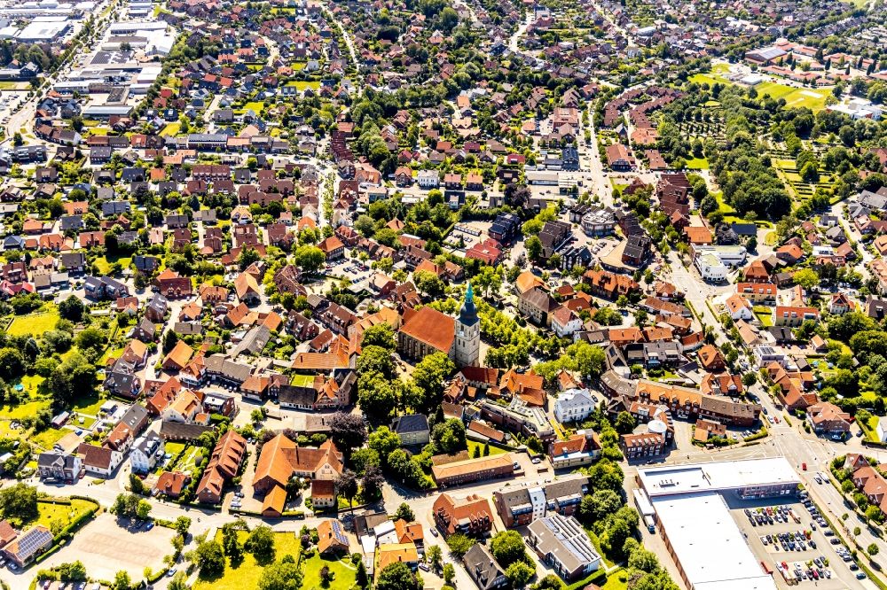 Nottuln from above - Town View of the streets and houses of the residential areas in Nottuln in the state North Rhine-Westphalia, Germany