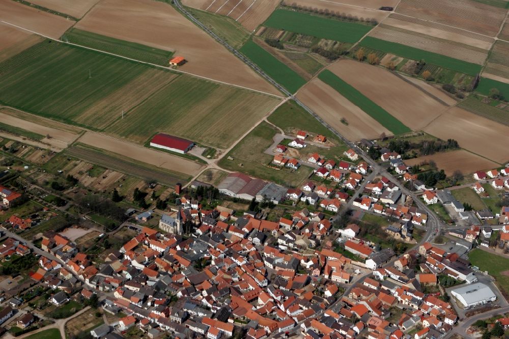 Ober-Hildesheim from the bird's eye view: Local view of Ober- Hilbersheim in the state of Rhineland-Palatinate