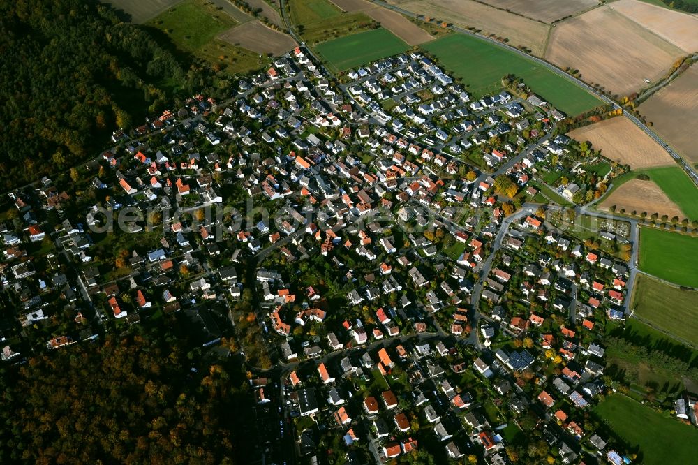 Aerial image Obernhain - Town View of the streets and houses of the residential areas in Obernhain in the state Hesse, Germany