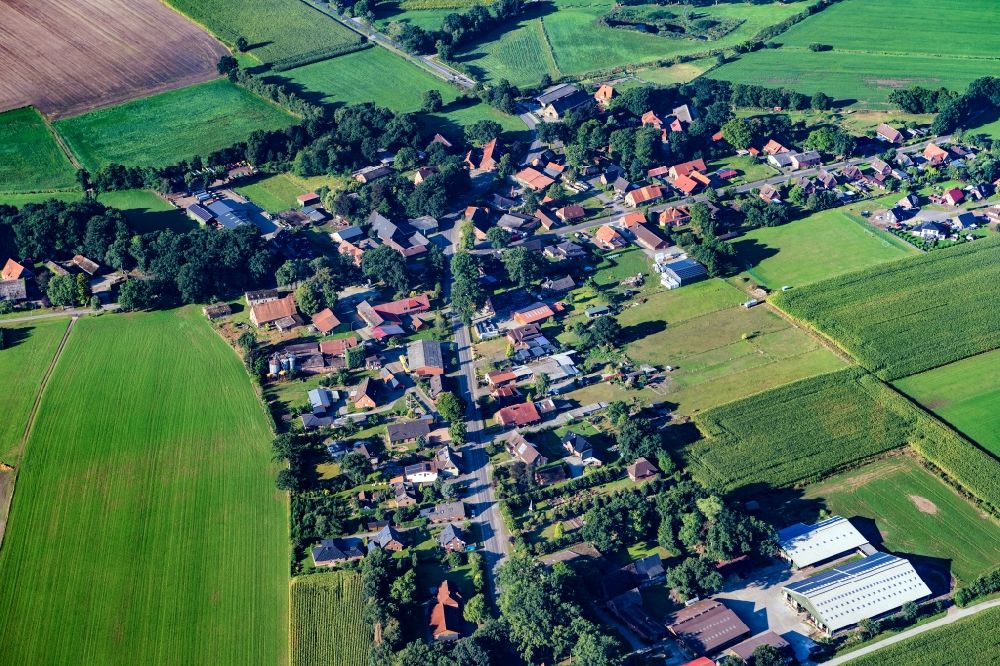 Aerial image Ahlerstedt - Town View of the streets and houses of the residential areas in Ahlerstedt in the state Lower Saxony, Germany