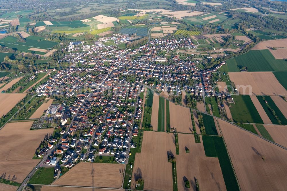 Kappel from the bird's eye view: Town View of the streets and houses of the residential areas in Kappel in the state Baden-Wuerttemberg, Germany