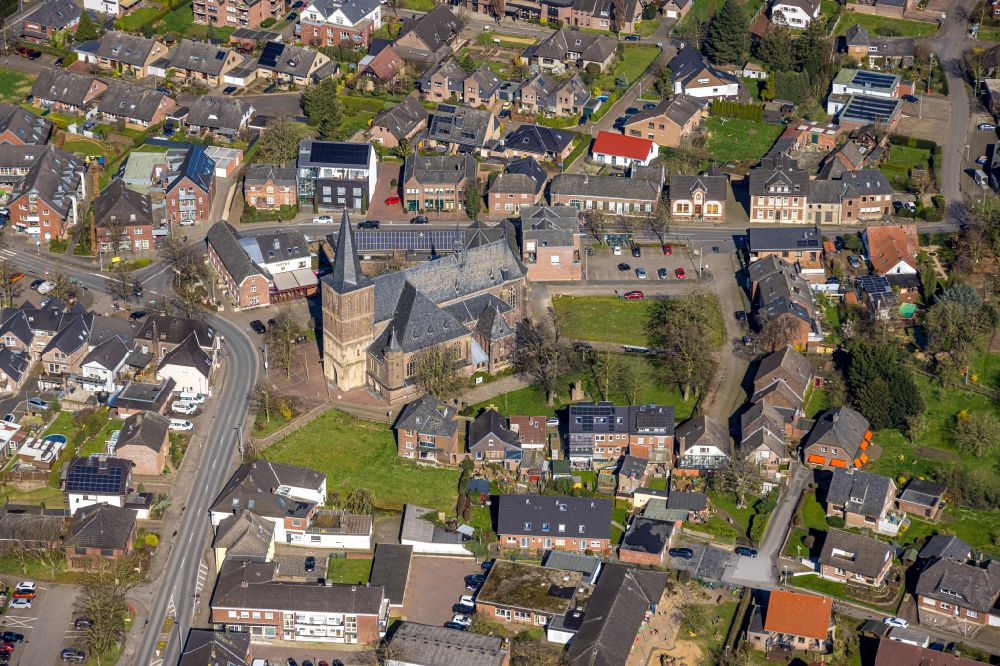 Haldern from above - View of the village center and church building of Haldern in the state of North Rhine-Westphalia