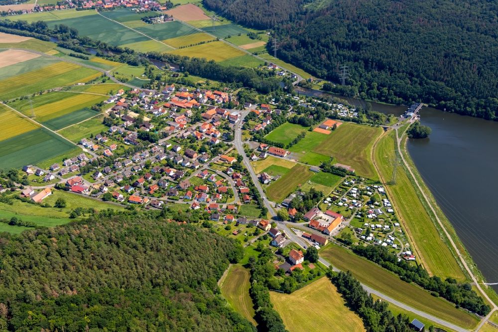 Aerial photograph Edertal - Town View of the streets and houses of the residential areas in the district Affoldern in Edertal in the state Hesse, Germany