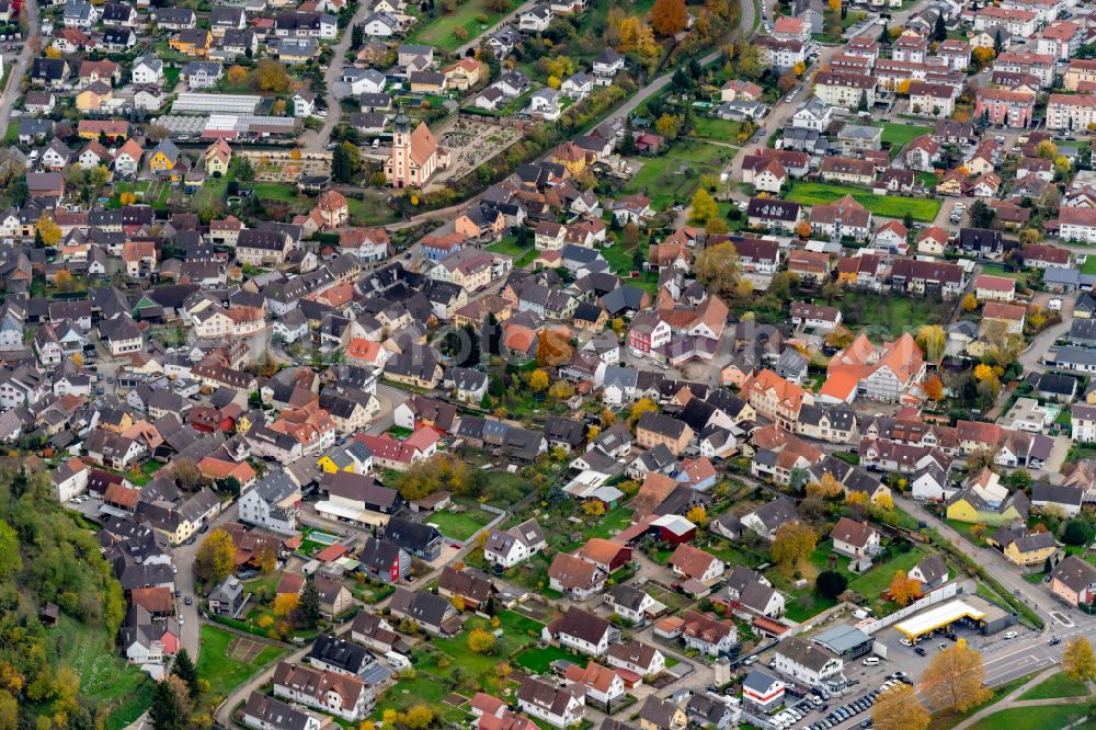 Aerial photograph Ettenheim - Town view of the streets and houses of the residential areas in the district Altdorf in Ettenheim in the state Baden-Wuerttemberg, Germany