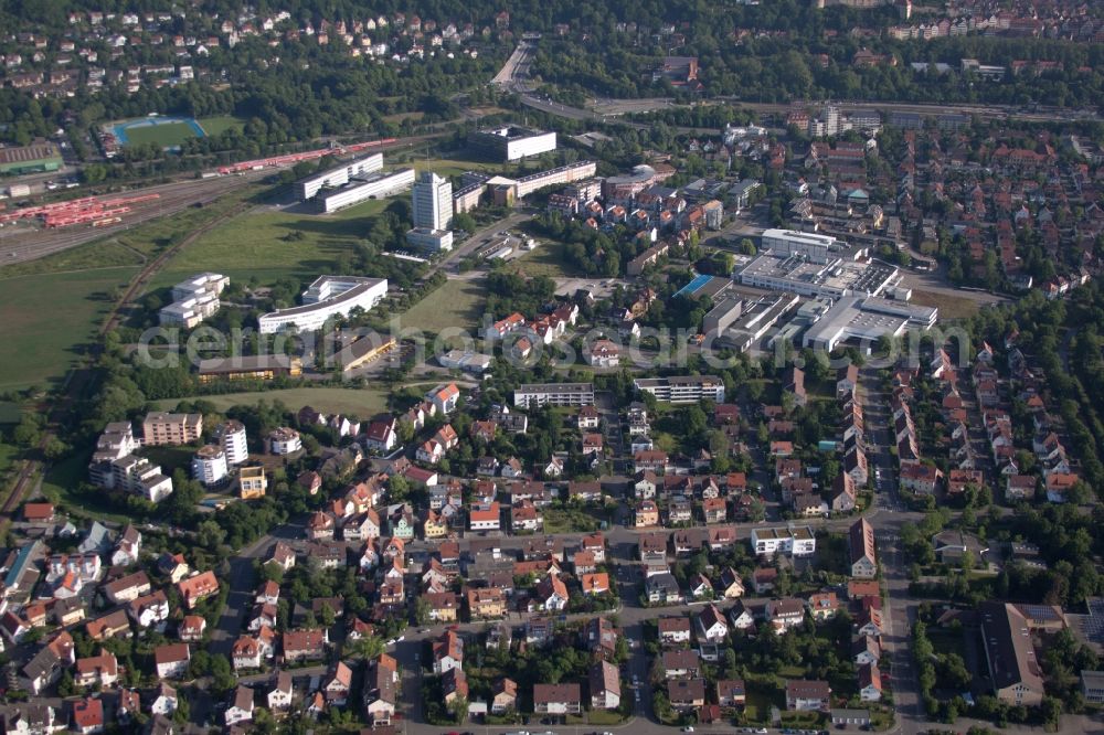 Aerial image Tübingen - Town View of the streets and houses of the residential areas in the district Derendingen in Tuebingen in the state Baden-Wuerttemberg