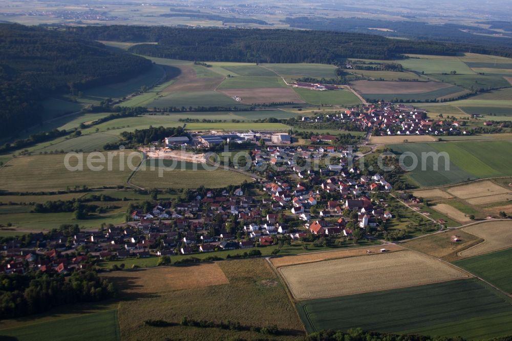 Aerial image Blaustein - Town View of the streets and houses of the residential areas in the district Dietingen in Blaustein in the state Baden-Wuerttemberg