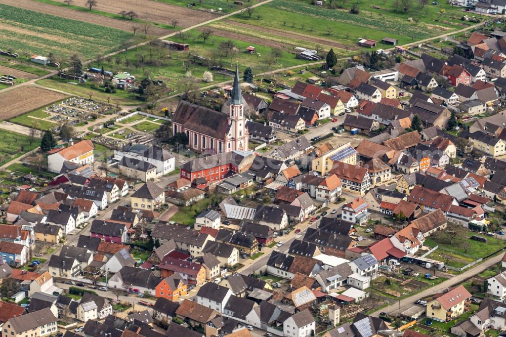 Kappel-Grafenhausen from the bird's eye view: Town View of the streets and houses of the residential areas in Kappel-Grafenhausen in the state Baden-Wurttemberg, Germany