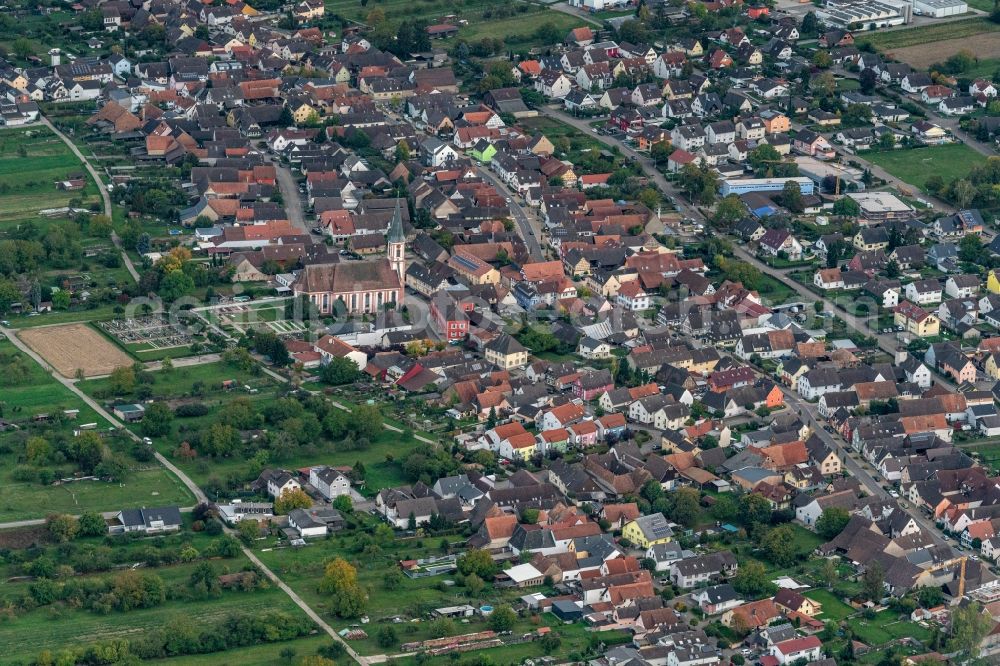 Aerial photograph Kappel-Grafenhausen - Town View of the streets and houses of the residential areas in Kappel-Grafenhausen in the state Baden-Wurttemberg, Germany