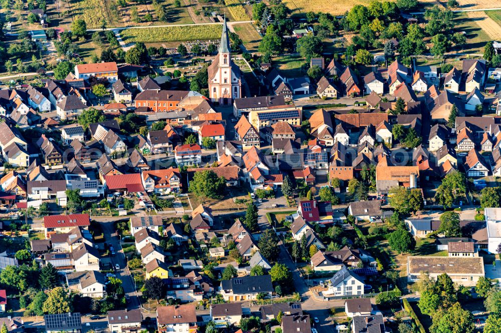Aerial image Kappel-Grafenhausen - Town View of the streets and houses of the residential areas in Kappel-Grafenhausen in the state Baden-Wurttemberg, Germany
