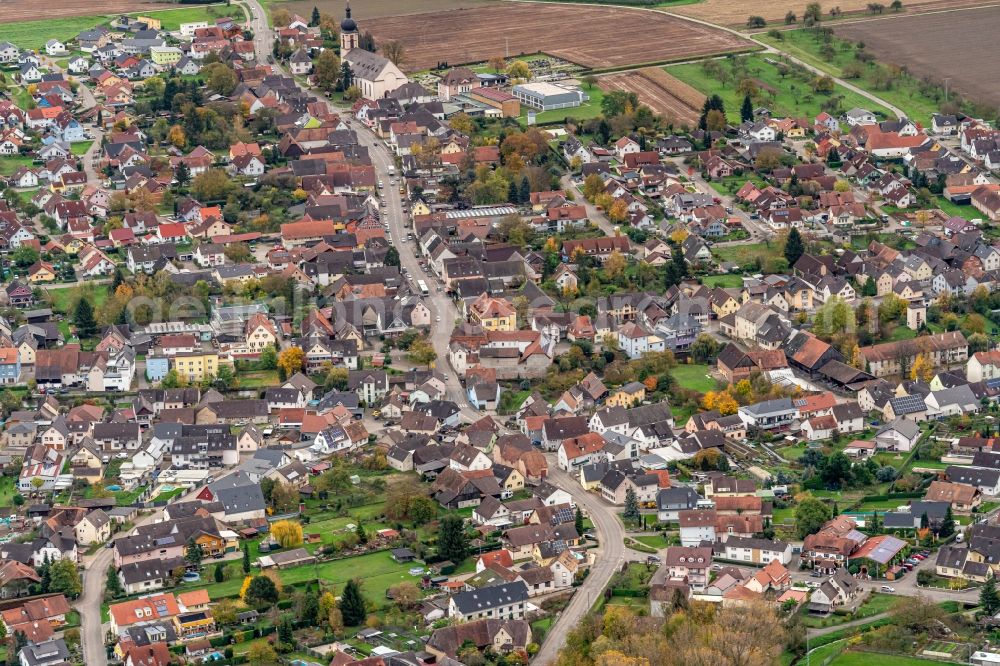 Aerial image Kappel-Grafenhausen - Town View of the streets and houses of the residential areas in Kappel-Grafenhausen in the state Baden-Wurttemberg, Germany