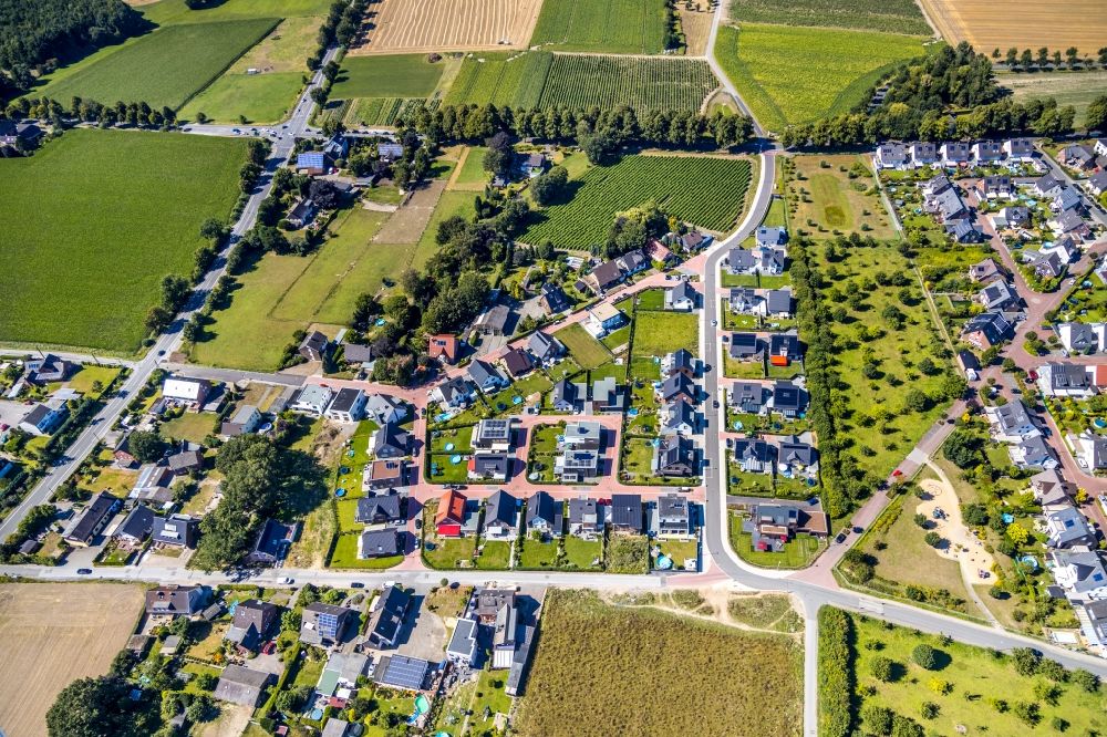 Aerial photograph Bottrop - Town View of the streets and houses of the residential areas in the district Kuhberg in Bottrop in the state North Rhine-Westphalia, Germany
