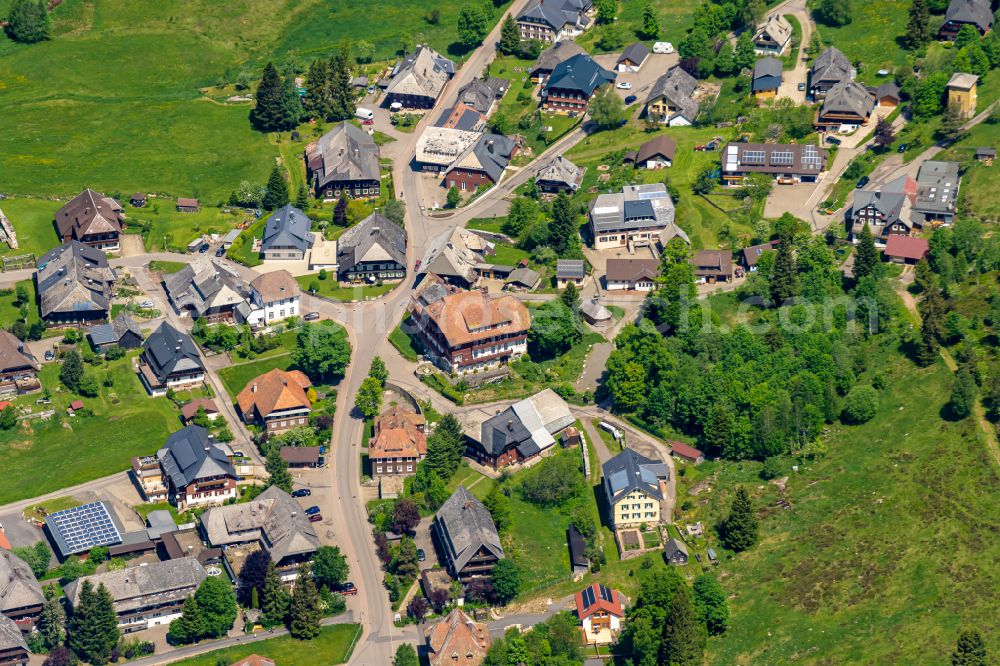 Sankt Blasien from the bird's eye view: Town View of the district Menzenschwand in the state of Baden- Wuerttemberg. The resort in the Black Forest is located in a nature reserve on the southern slopes of the Feldberg and is a health resort