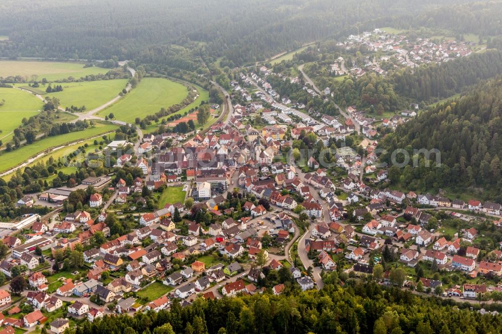 Tuttlingen from above - Town View of the streets and houses of the residential areas in the district Moehringen in Tuttlingen in the state Baden-Wuerttemberg, Germany