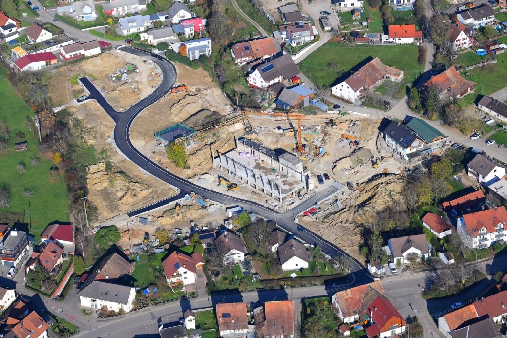 Aerial image Rheinfelden (Baden) - City view of the streets and houses of the residential areas of Minseln with construction area Weihermatten in the state Baden-Wurttemberg, Germany