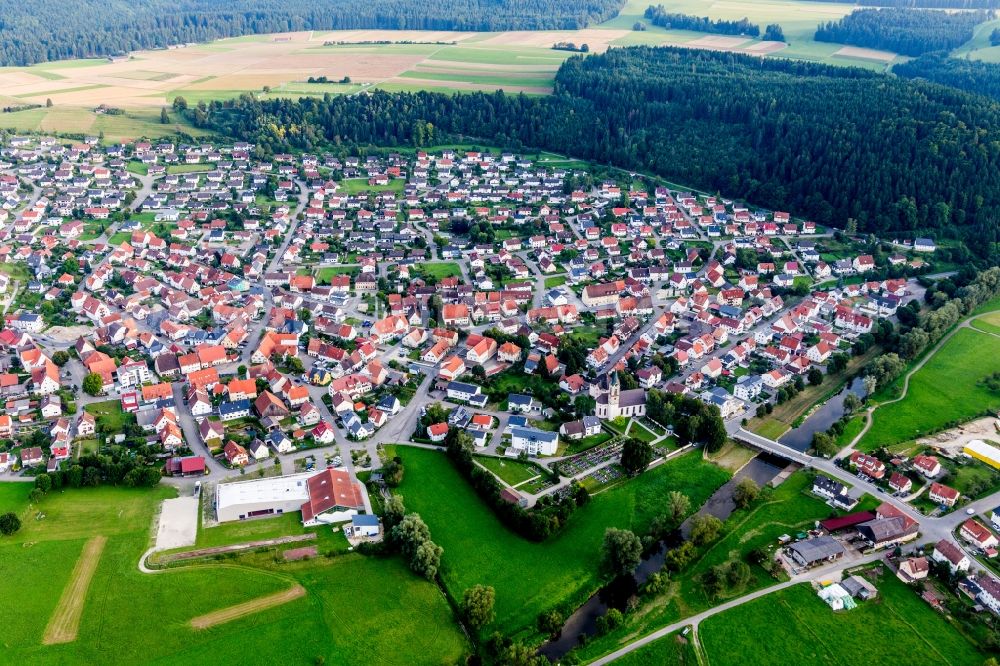 Aerial image Tuttlingen - Town View of the streets and houses of the residential areas in the district Nendingen in Tuttlingen in the state Baden-Wuerttemberg, Germany