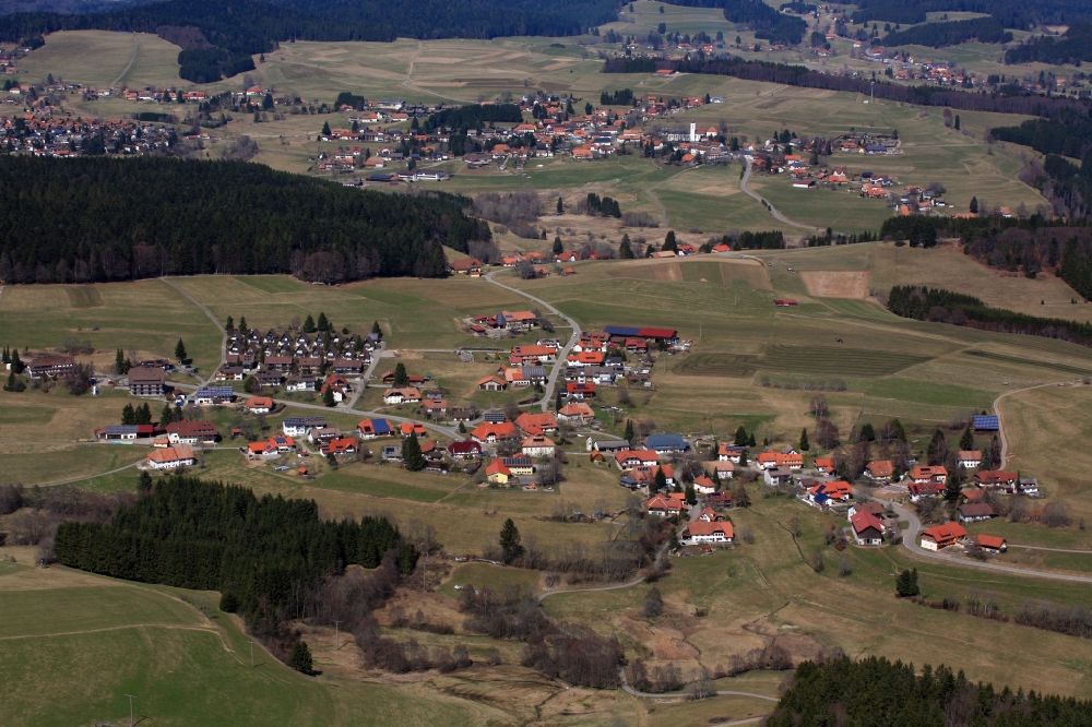 Aerial image Herrischried - View of the streets and houses in the residential areas in the district Niedergebisbach in Herrischried in the state Baden-Wuerttemberg, Germany