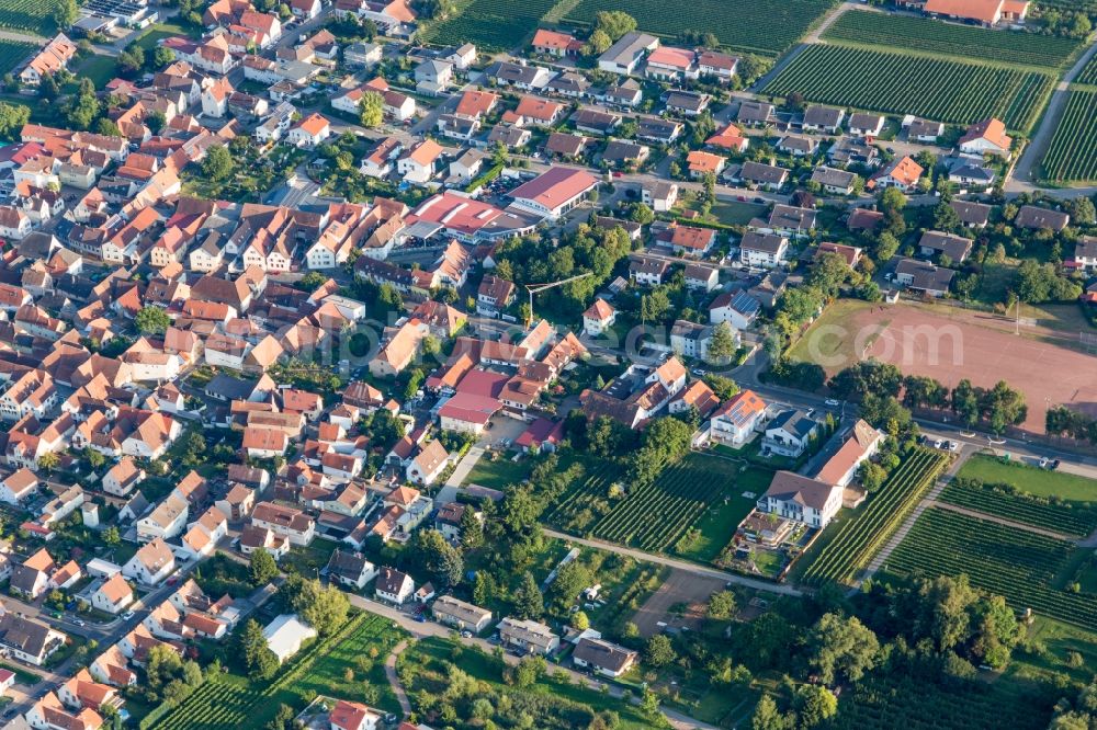 Landau in der Pfalz from above - Town View of the streets and houses of the residential areas in the district Nussdorf in Landau in der Pfalz in the state Rhineland-Palatinate, Germany