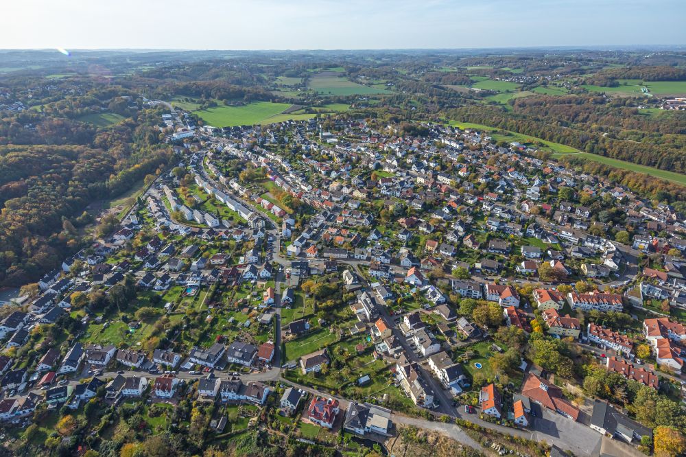 Wetter (Ruhr) from above - Town View of the streets and houses of the residential areas in the district Volmarstein in Wetter (Ruhr) in the state North Rhine-Westphalia, Germany