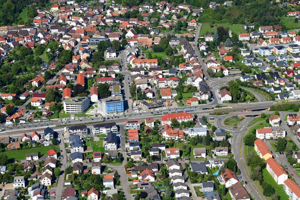 Grenzach-Wyhlen from the bird's eye view: Town view of the streets and houses of the residential areas in the district Wyhlen in Grenzach-Wyhlen in the state Baden-Wuerttemberg, Germany