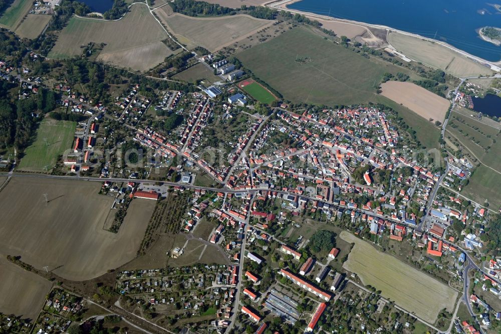 Parey from the bird's eye view: Town View of the streets and houses of the residential areas in Parey in the state Saxony-Anhalt, Germany