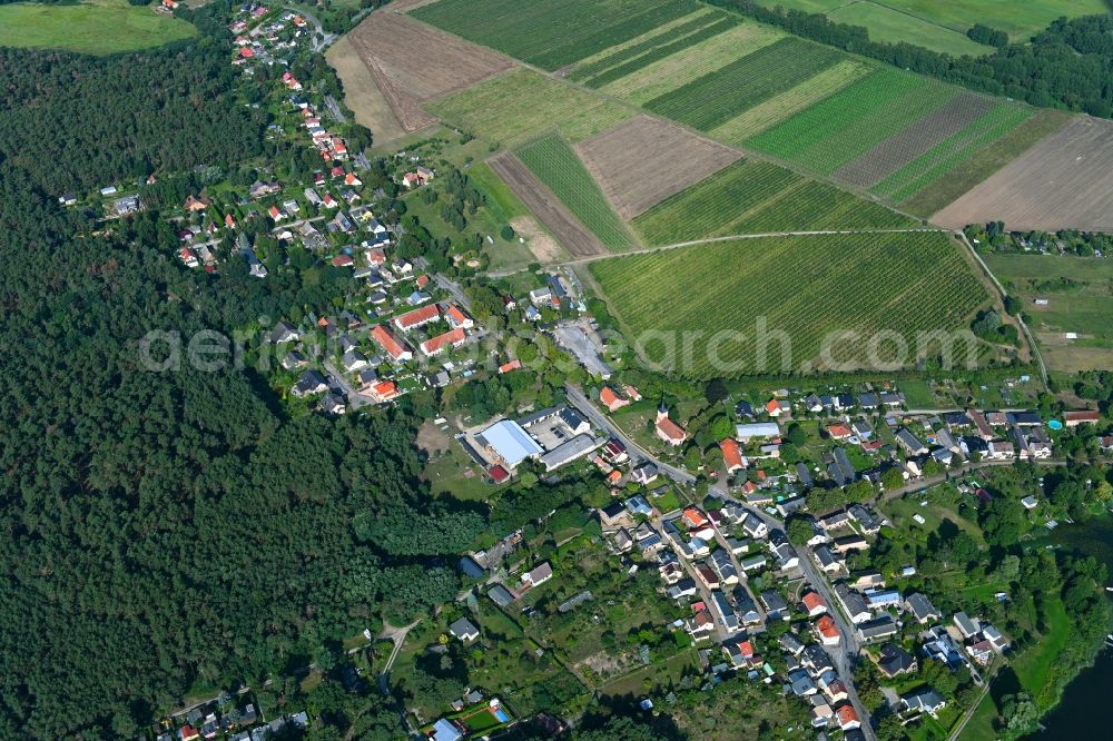 Aerial image Phöben - Town View of the streets and houses of the residential areas in Phoeben in the state Brandenburg, Germany
