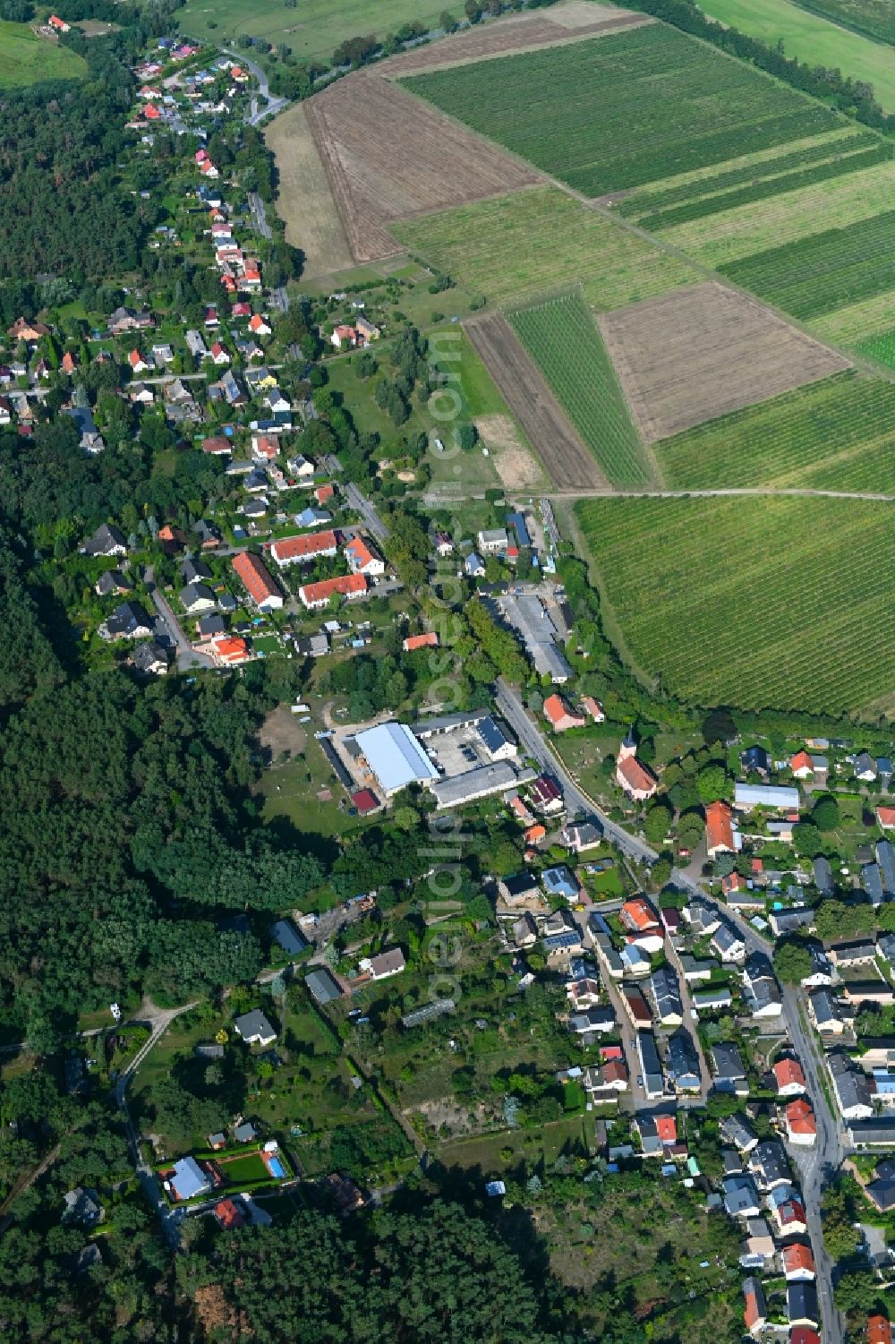 Aerial photograph Phöben - Town View of the streets and houses of the residential areas in Phoeben in the state Brandenburg, Germany