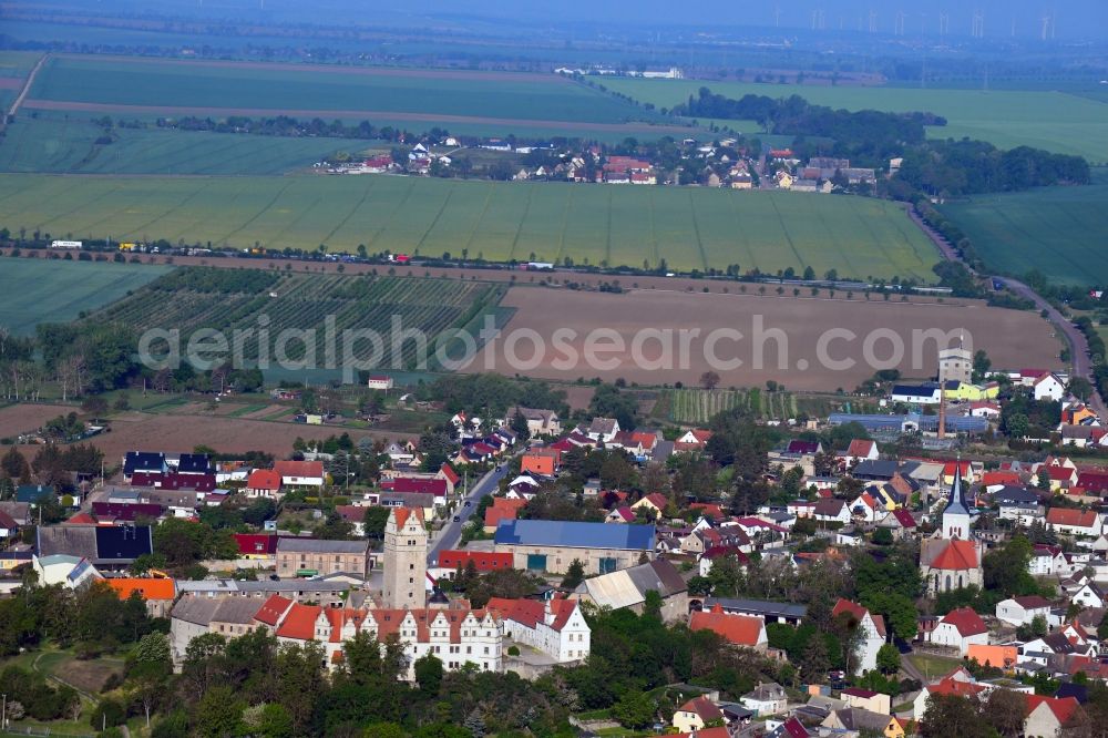 Plötzkau from above - Town View of the streets and houses of the residential areas in Ploetzkau in the state Saxony-Anhalt, Germany