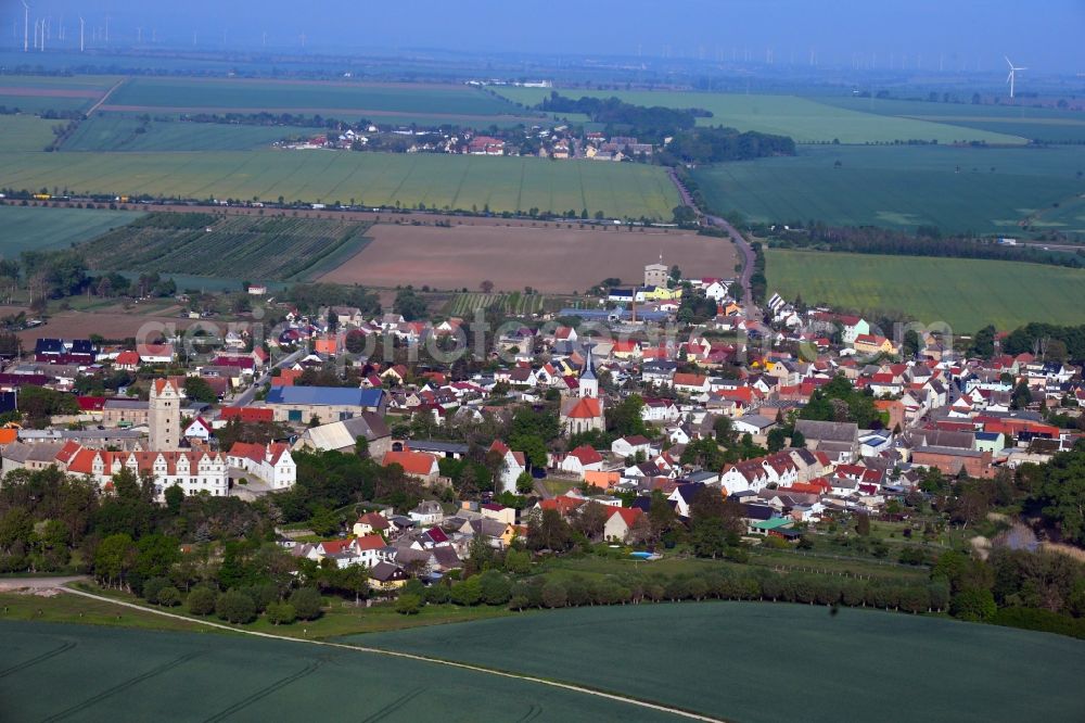 Aerial image Plötzkau - Town View of the streets and houses of the residential areas in Ploetzkau in the state Saxony-Anhalt, Germany