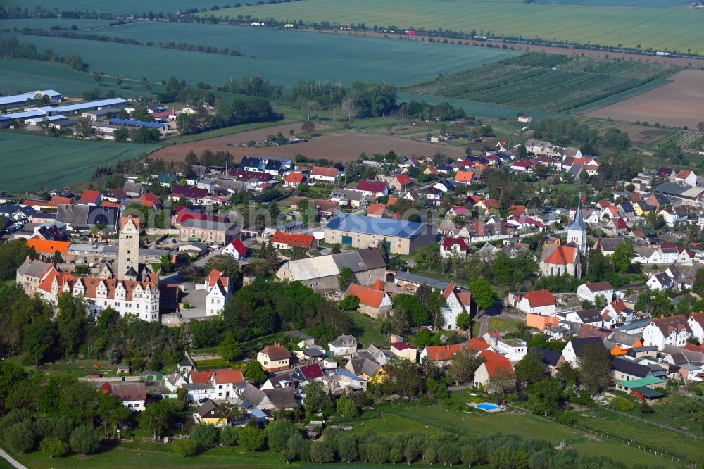 Plötzkau from above - Town View of the streets and houses of the residential areas in Ploetzkau in the state Saxony-Anhalt, Germany