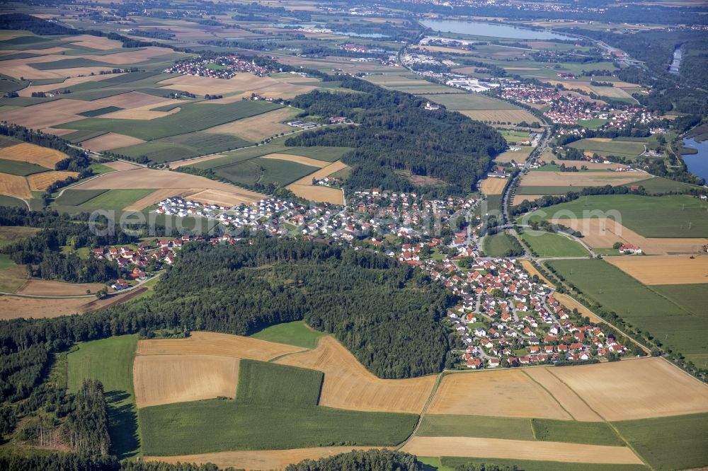 Viecht from above - Local view on the edge of agricultural fields and usable areas and forests in Viecht in the state Bavaria, Germany