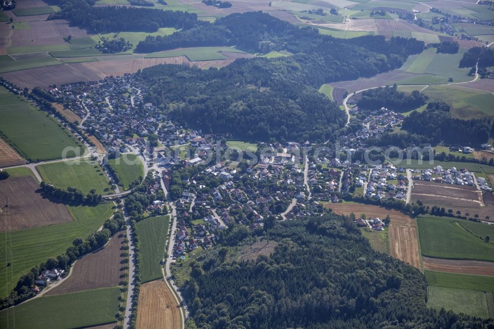 Aerial image Viecht - Local view on the edge of agricultural fields and usable areas and forests in Viecht in the state Bavaria, Germany